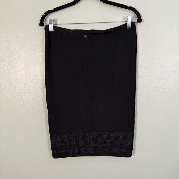 GUESS Womens Sheer Inset Mini Pencil Skirt Large Stretch Black - Picture 2 of 9